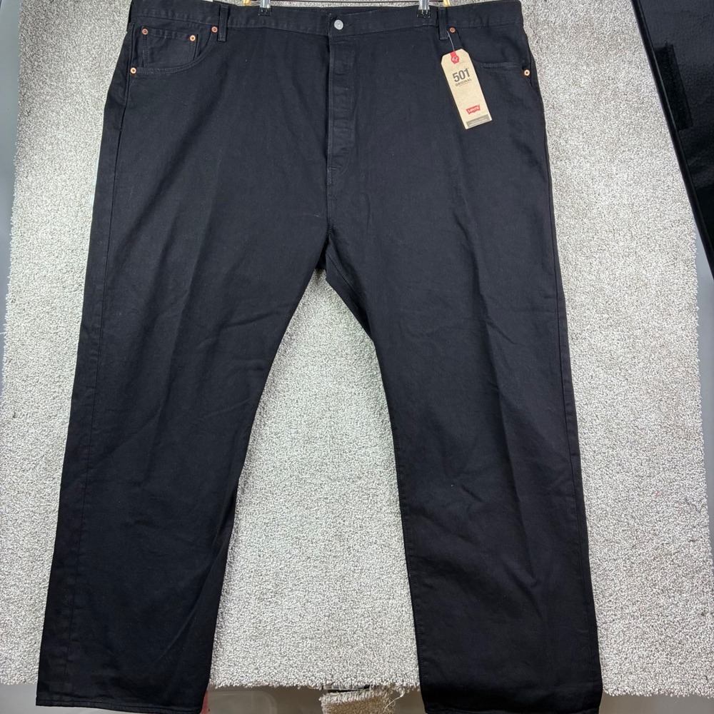 NWT Levi's 501 Original Stretch Jeans 58x34 Black Big & Tall Straight Button Fly